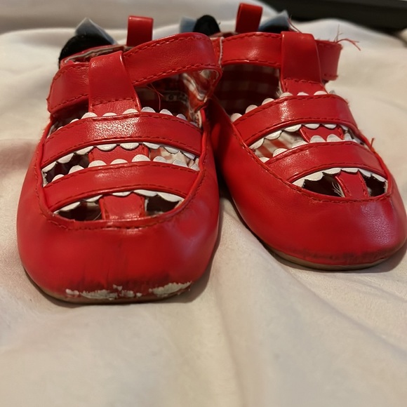 Minnie Mouse Red Sandals 6-12 Months Bow Back Disney Worn - Picture 5 of 8